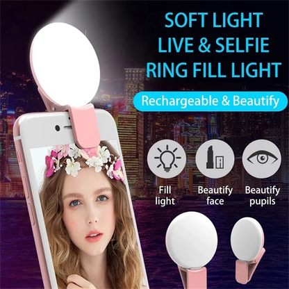 Portable Rechargeable LED Selfie Fill Light for Smartphones