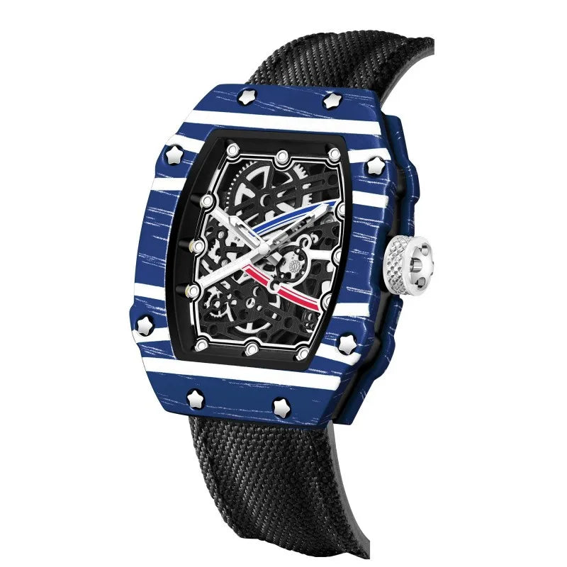 Ultra-Thin Tonneau Men's Nylon Strap Quartz Watch