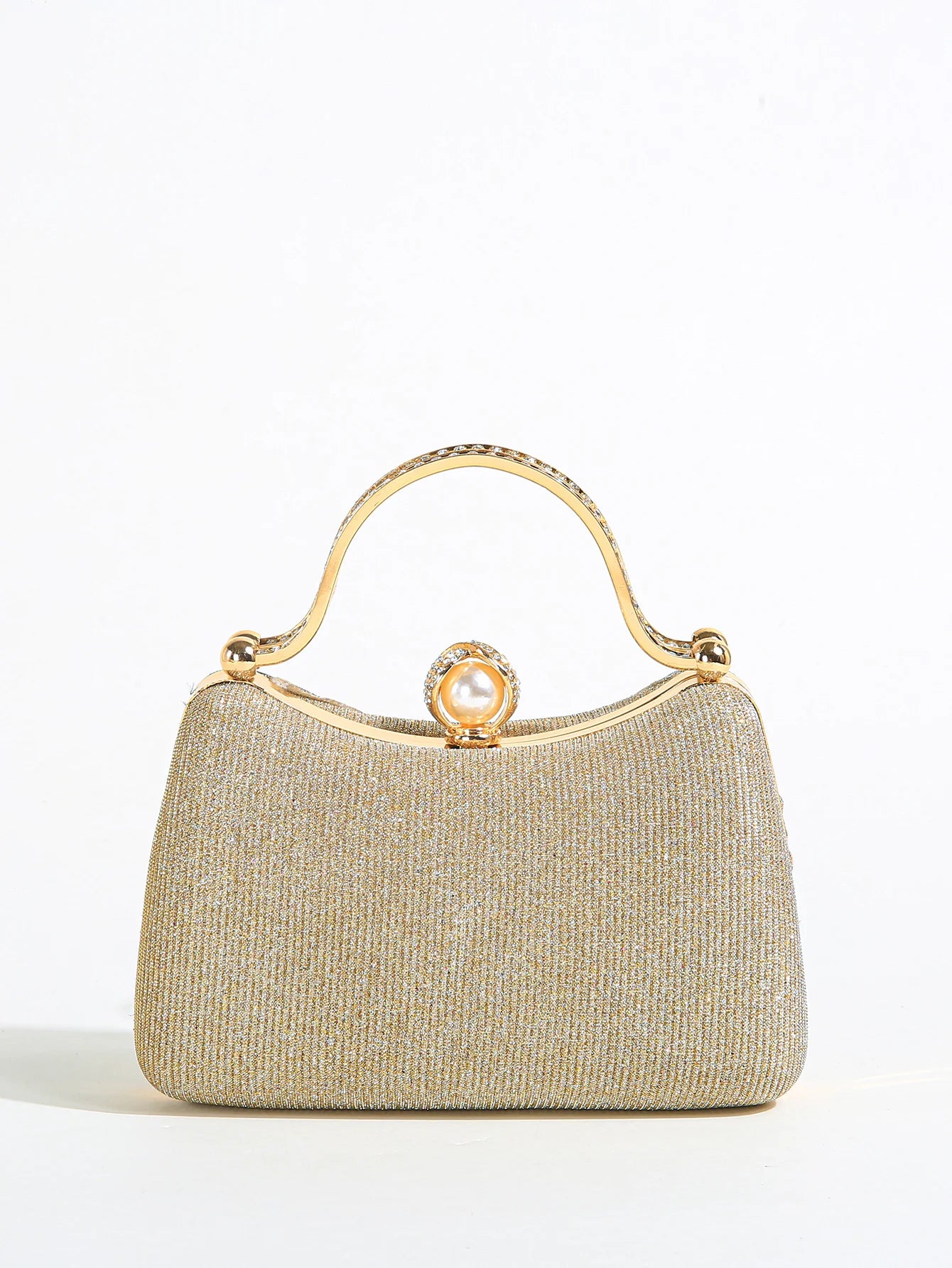 Ruched Glitter Evening Clutch Bag