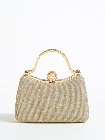 Ruched Glitter Evening Clutch Bag