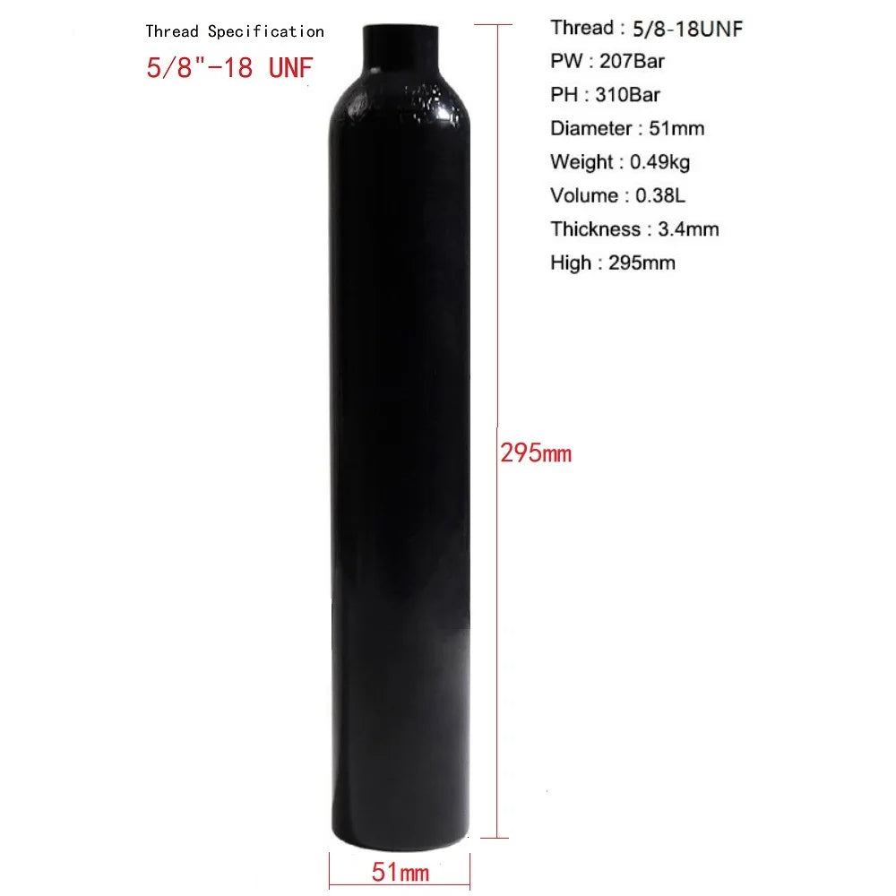 0.38L Aluminum Compressed Air Tank – 3000 PSI