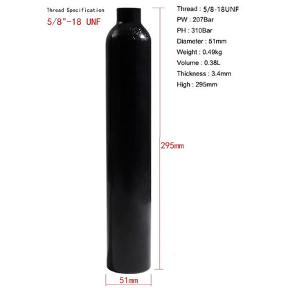 0.38L Aluminum Compressed Air Tank – 3000 PSI