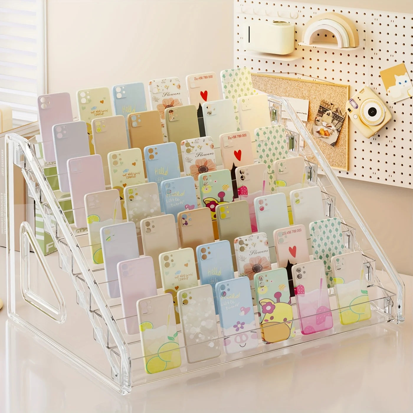 Acrylic Tiered Phone Case Display Stand