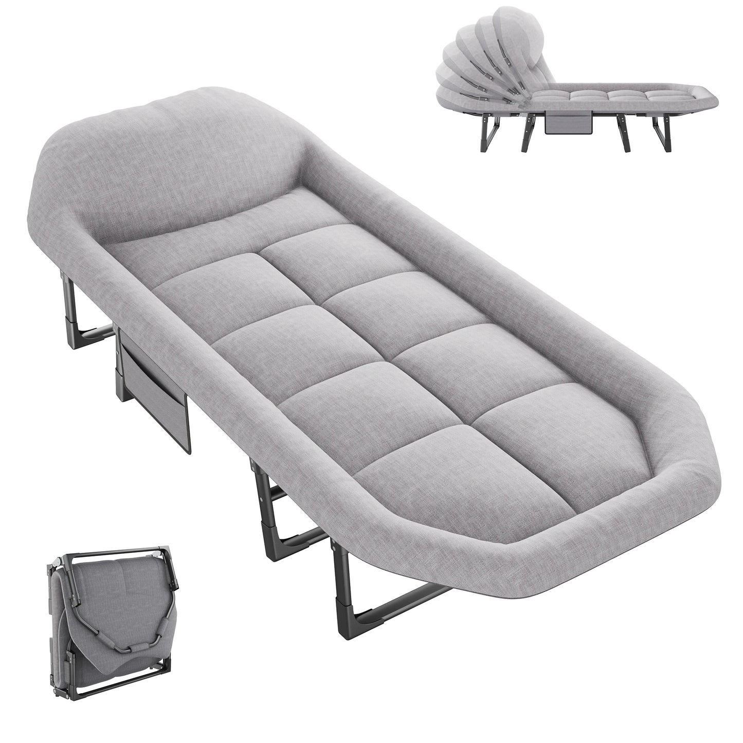 Adjustable Folding Camping Cot with Mattress