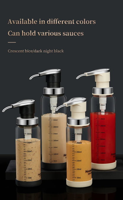 Glass Pump Sauce Dispenser Bottle