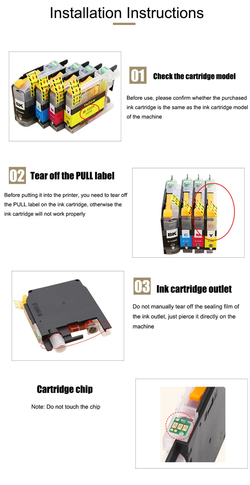 Replacement LC121 & LC123 Ink Cartridge Set for Brother Printers
