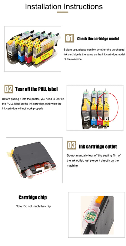 Replacement LC121 & LC123 Ink Cartridge Set for Brother Printers