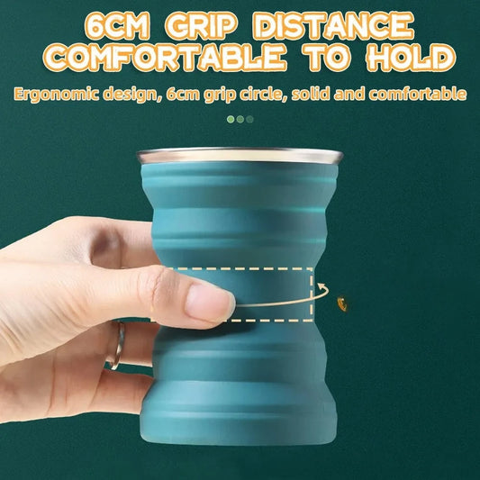Portable Silicone Foldable Travel Cup with Lanyard