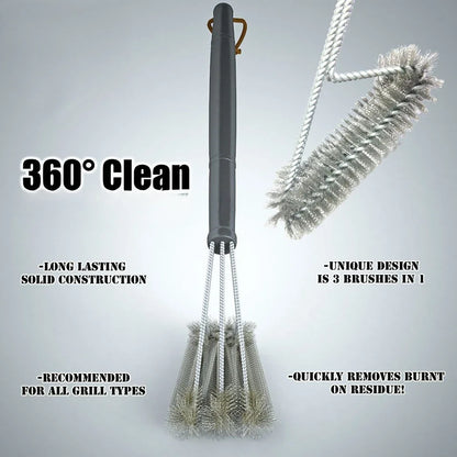 360° Stainless Steel BBQ Grill Cleaning Brush with Long Handle