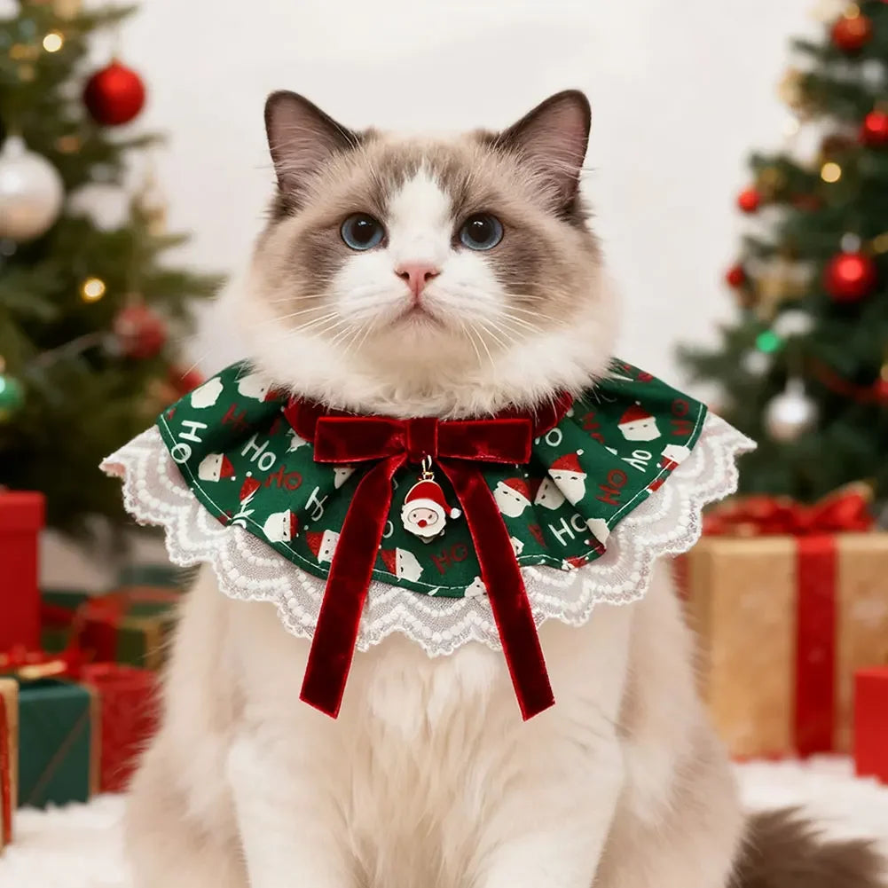 Christmas Adjustable Pet Lace Bandana Collar