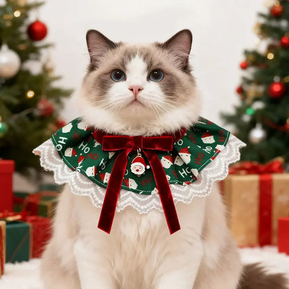 Christmas Adjustable Pet Lace Bandana Collar