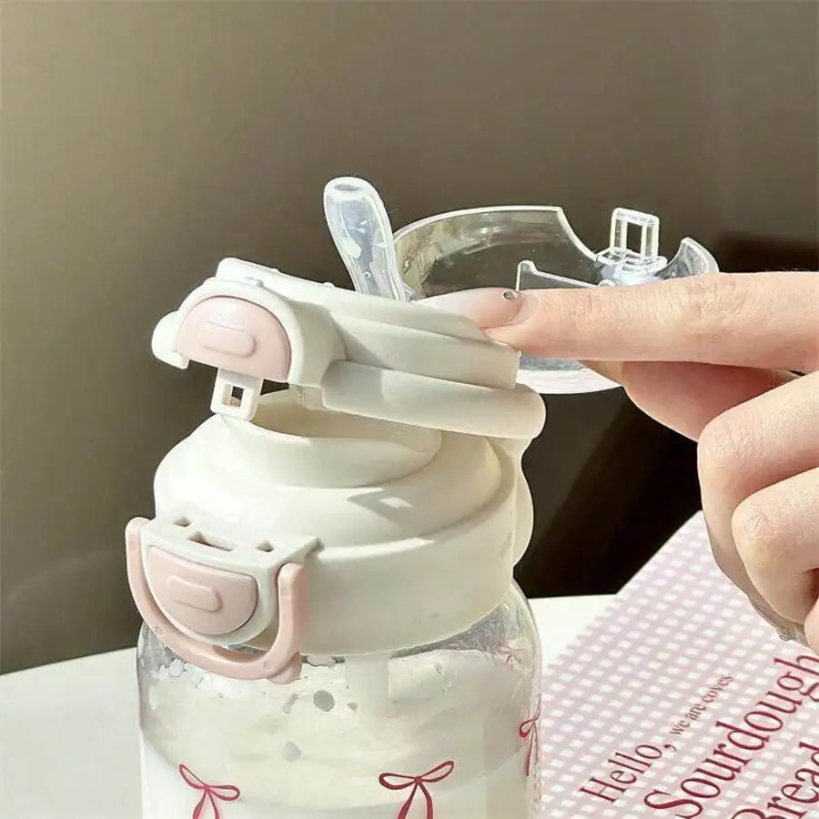 Butterfly Bow Glass Tumbler with Straw & Leakproof Lid
