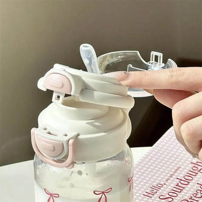 Butterfly Bow Glass Tumbler with Straw & Leakproof Lid