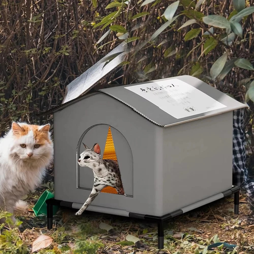 Waterproof Outdoor Cat House with Mat