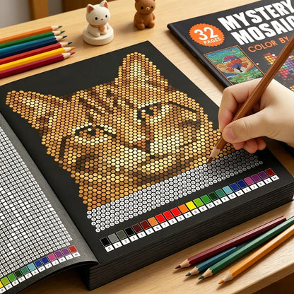 Mystery Mosaics Color by Number Book – 32 Page Pixel Art Coloring Workbook