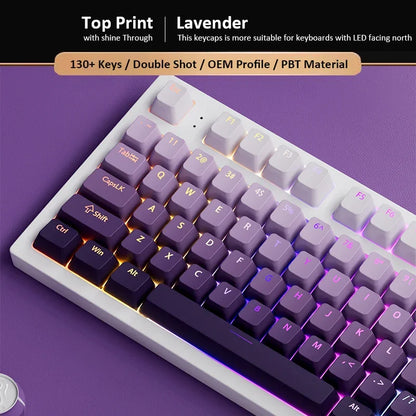 134-Key Lavender Purple Shine-Through PBT Keycap Set
