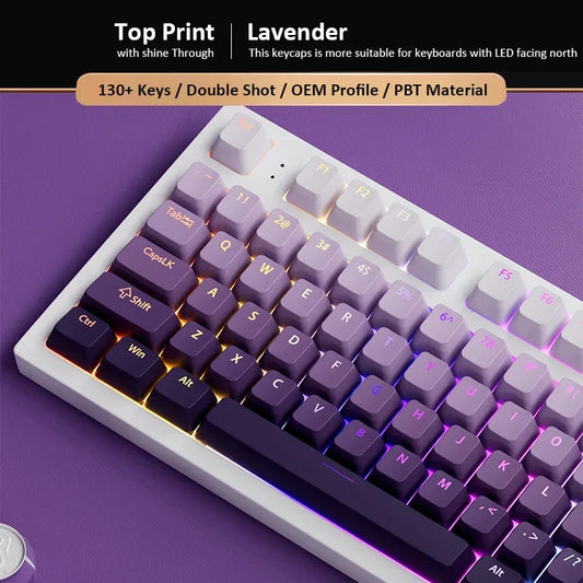 134-Key Lavender Purple Shine-Through PBT Keycap Set