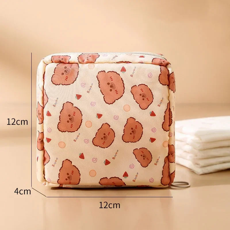 Heart Print Feminine Hygiene Storage Pouch