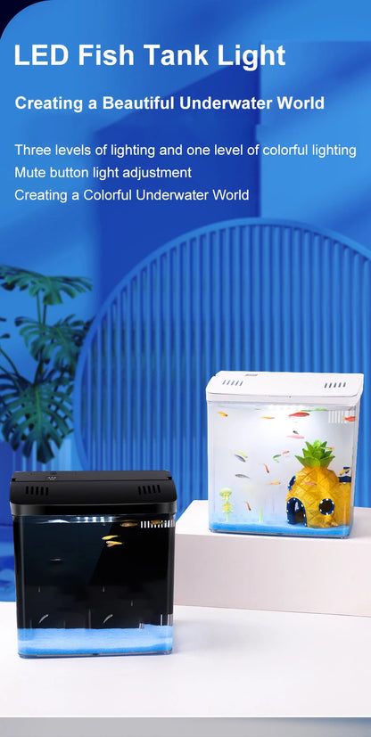 Mini USB Self-Filtering Aquarium with LED Light