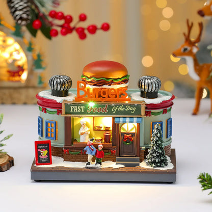 Rotating Light-Up Christmas Shop Music Box