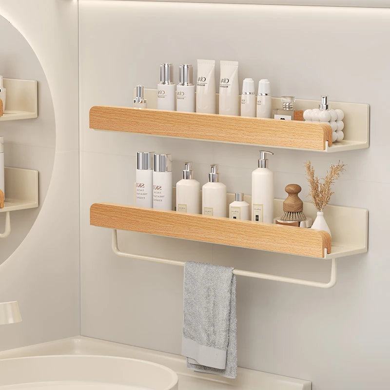 Wood & Aluminium Wall Storage Shelf