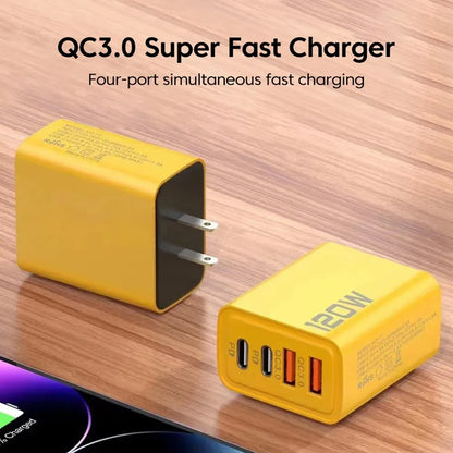 120W 4-Port USB-C & USB Fast Wall Charger
