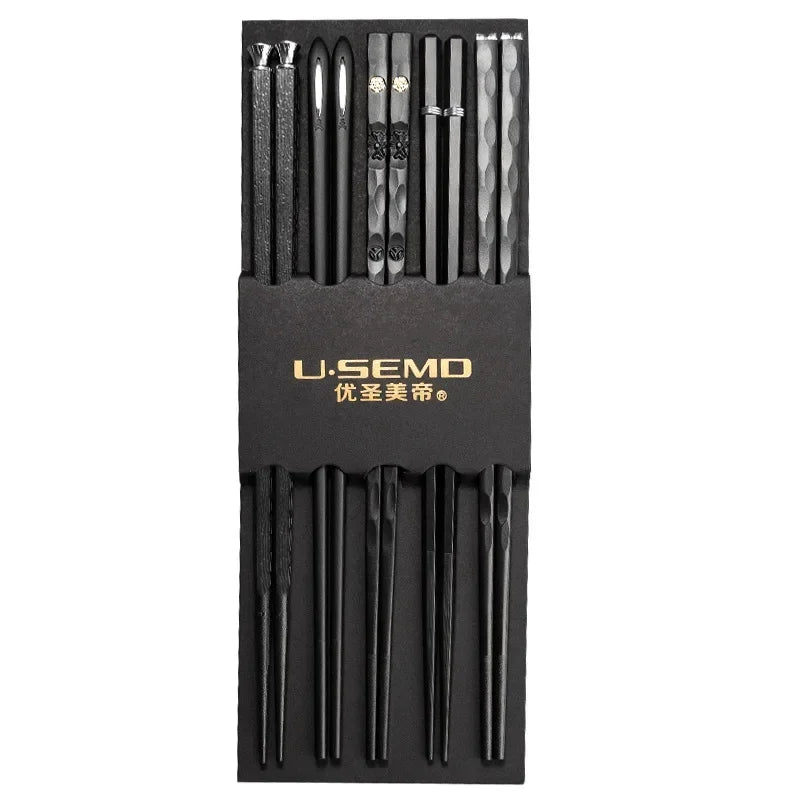 5 Pairs Stainless Steel Non-Slip Chopsticks Set