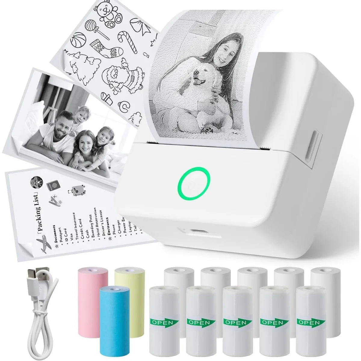 Bluetooth Pocket Thermal Printer & Sticker Paper Set