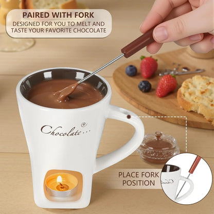 Ceramic Chocolate Fondue Mug Set