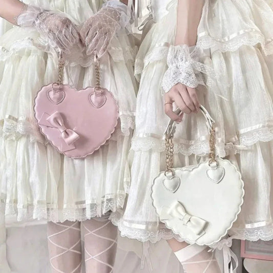 Heart-Shaped Lolita PU Crossbody Handbag