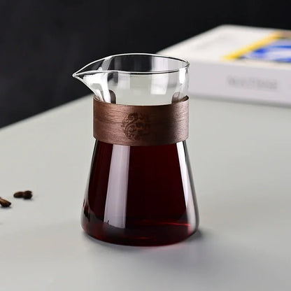 500ml Heat-Resistant Glass Coffee Carafe with Wooden Collar