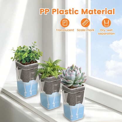 12-Pack Self Watering Planter Pots with Cotton Wicks