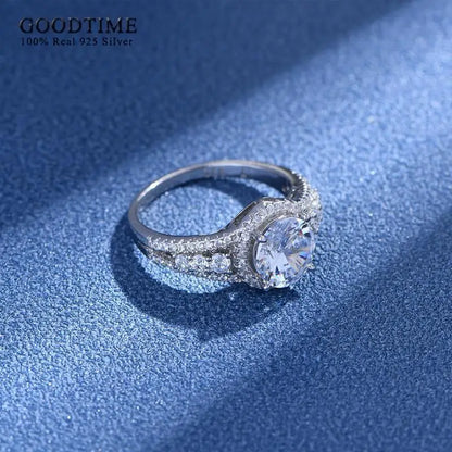 925 Sterling Silver Round Zirconium Ring