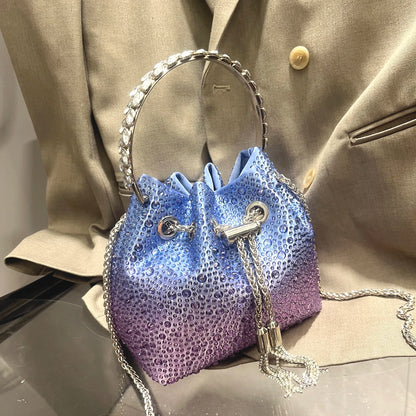 Luxury Rhinestone Bucket Evening Bag