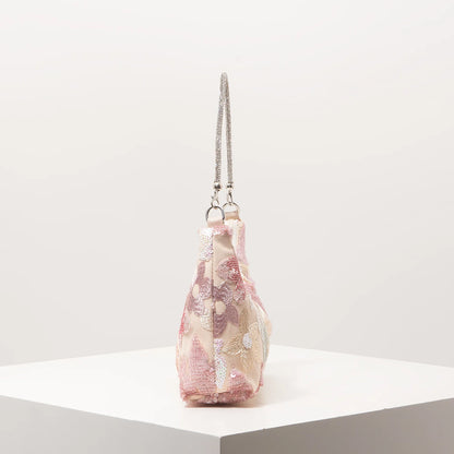 Floral Embroidered Sequin Shoulder Bag
