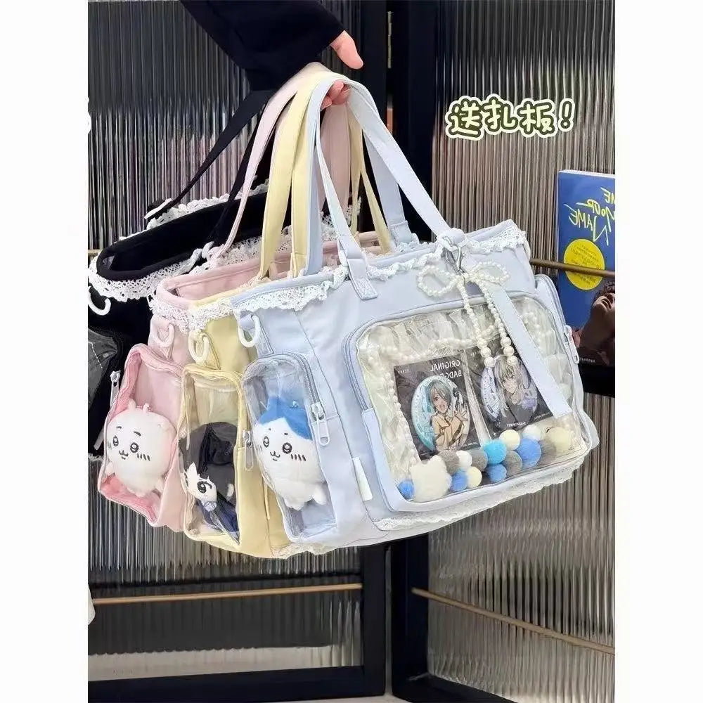 Large Canvas Ita Crossbody Tote Bag