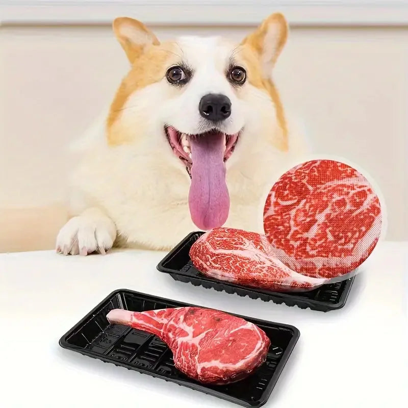 Squeaky Steak Dog Toy – Soft Fleece Chew Training Toy