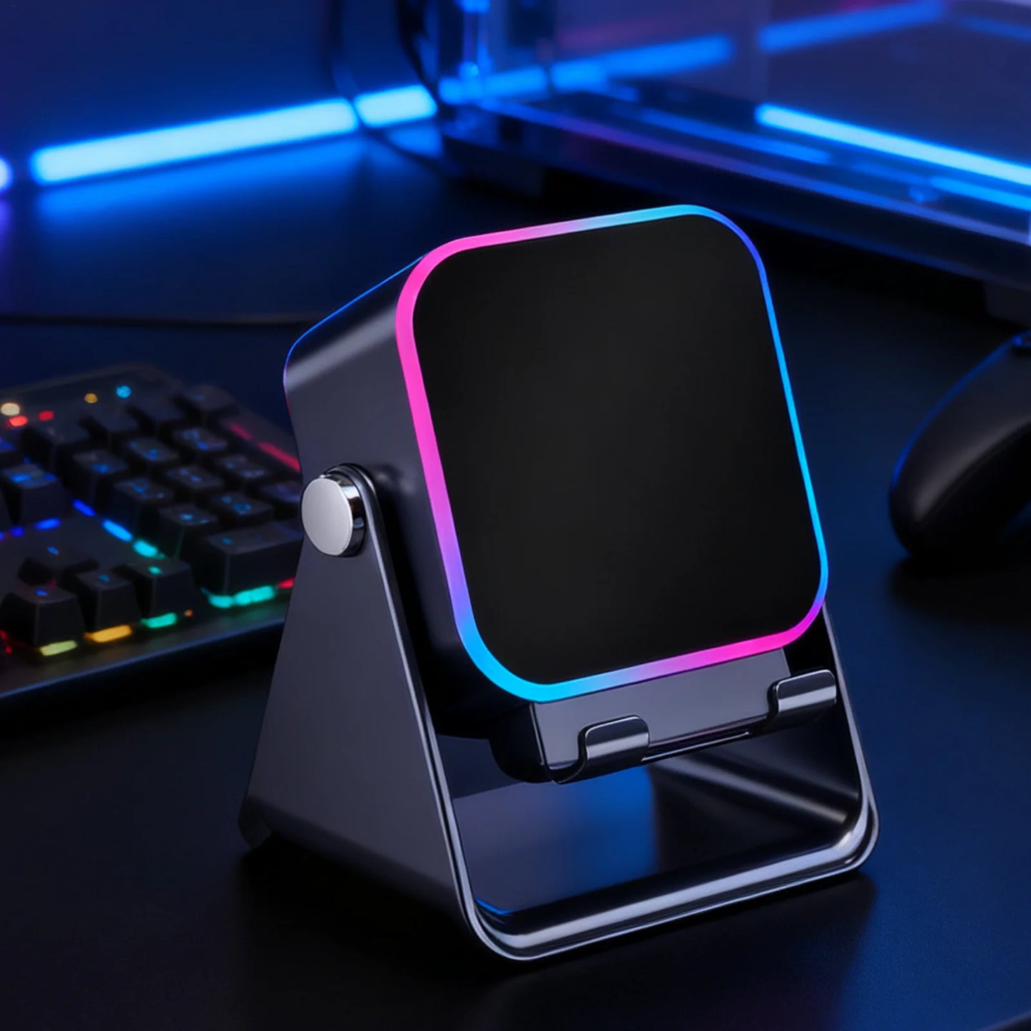 Folding Phone Holder with Wireless Speaker & LED Light