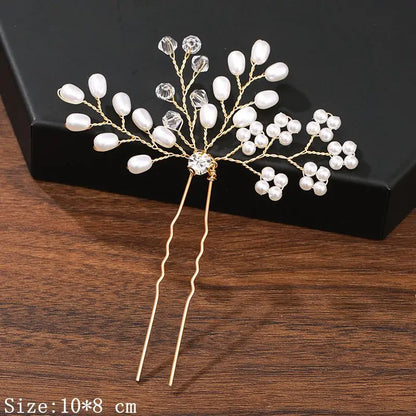 Pearl Rhinestone Flower Hair Pins