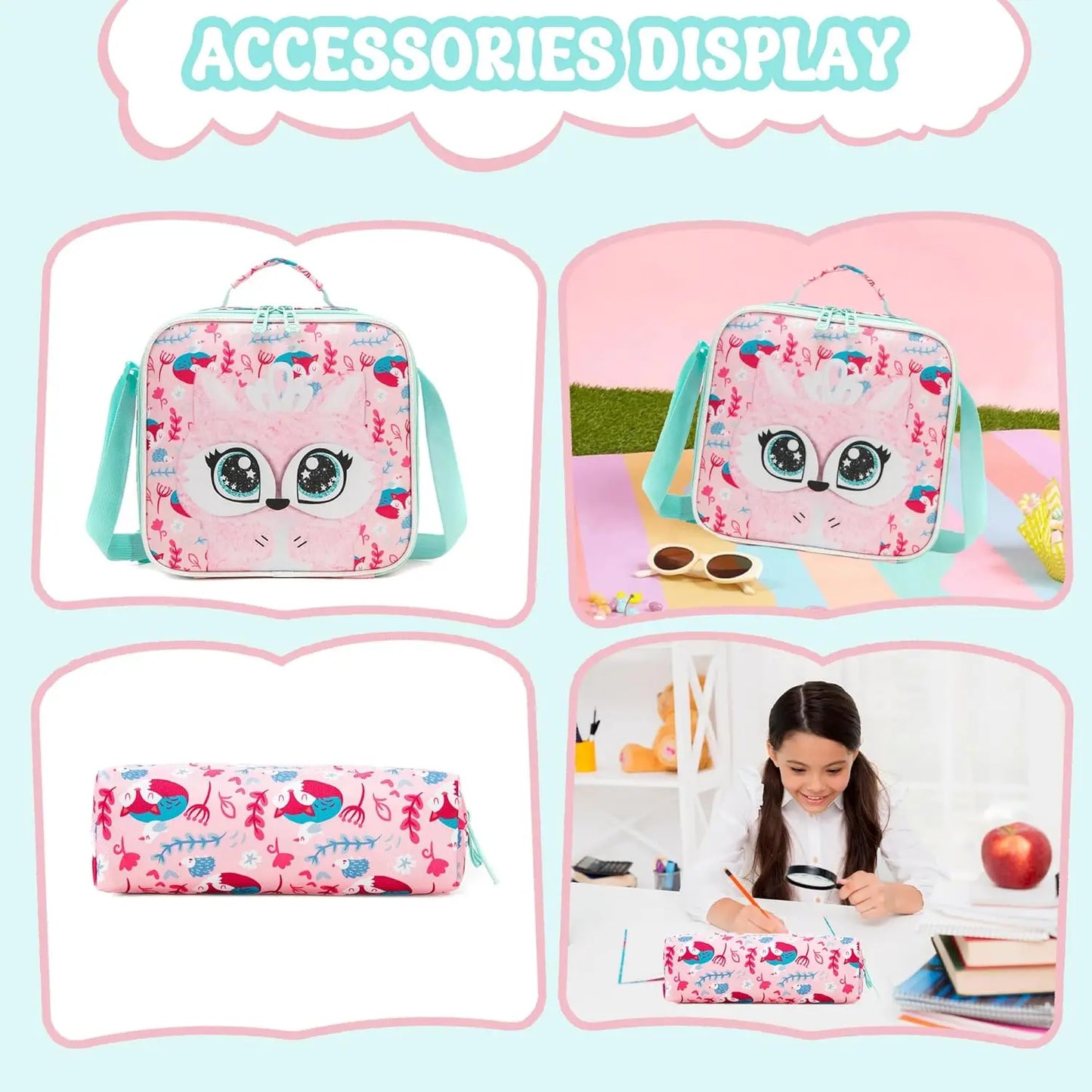 Girls 3-Piece School Backpack Set
