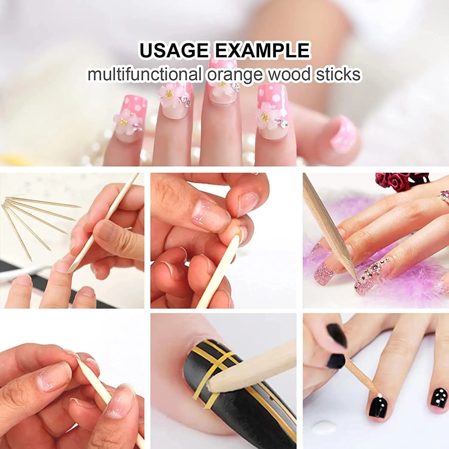 Orange Wood Nail Art Sticks
