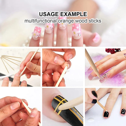 Orange Wood Nail Art Sticks