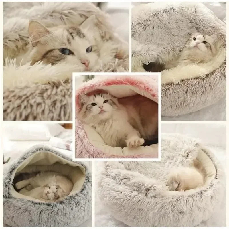 2-in-1 Soft Cushion Bed for Cats & Small Dogs