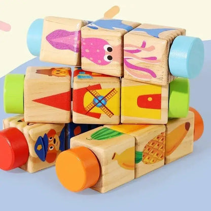 Rotating Wooden Cartoon Matching Puzzle