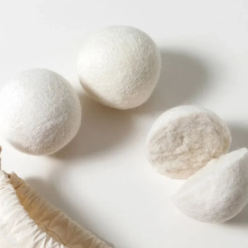 Natural Wool Dryer Balls – Reusable Laundry Fabric Softener Set