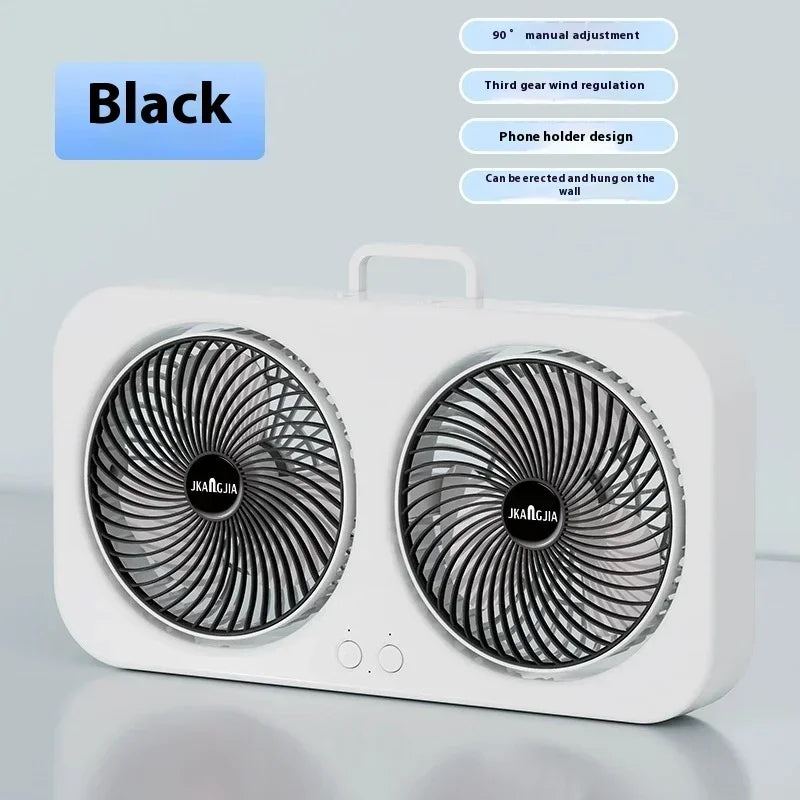 Dual Head USB Desk Fan Portable Cooling Fan
