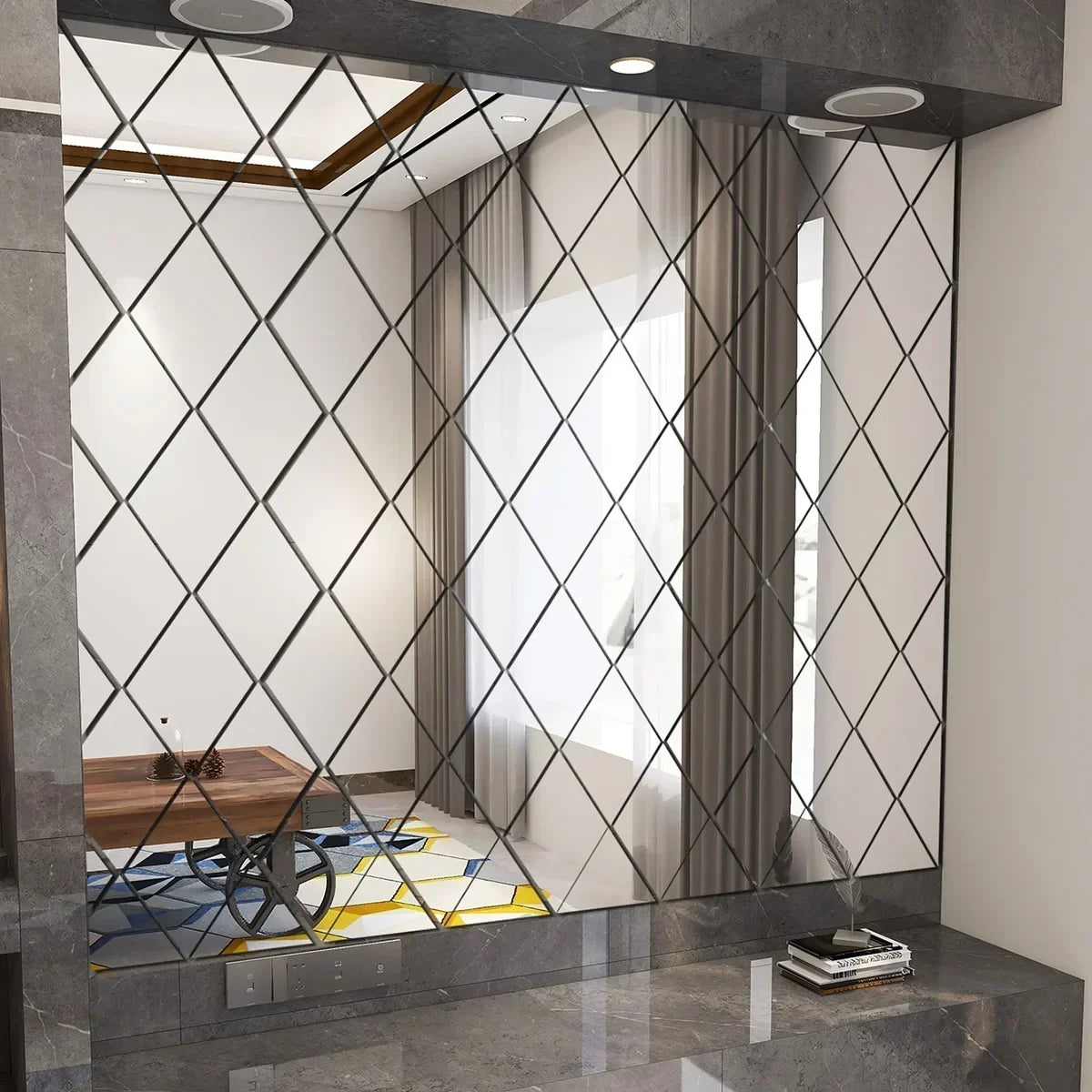 3D Diamond Acrylic Mirror Wall Stickers