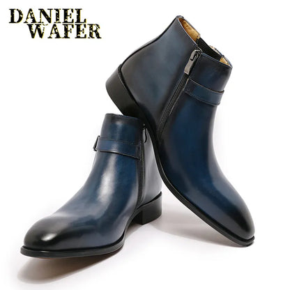 Real Leather Men's Ankle Boots