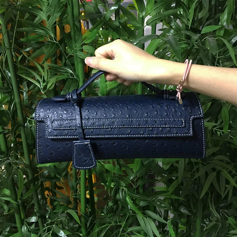 Ostrich Print PU Leather Shoulder Bag