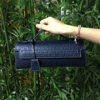 Ostrich Print PU Leather Shoulder Bag